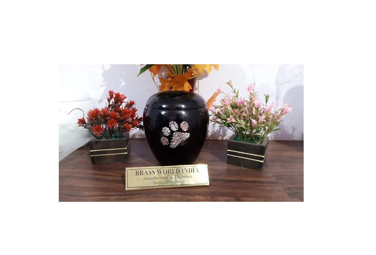 ALUMINIUM WHITE TEA LIGHT PET PAW CREMATION  URN FUNERAL SUPPLIES BRASSWORLD INDIA