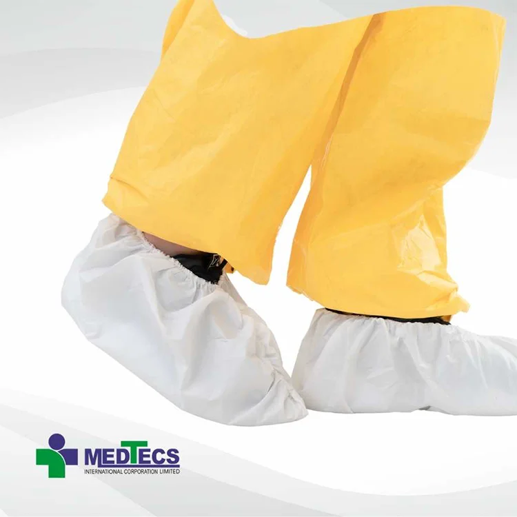 Anti Blood Fluid PE Supply Covers Medical Woven Shoe Cover Disposable Non Slip White