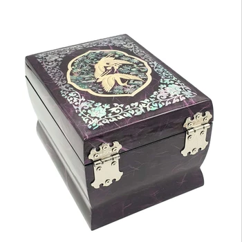 Mother of Pearl Korean jewelry boxes Wood Twin crane Music Jewelry Case Music box Orgel Jewelry storage box