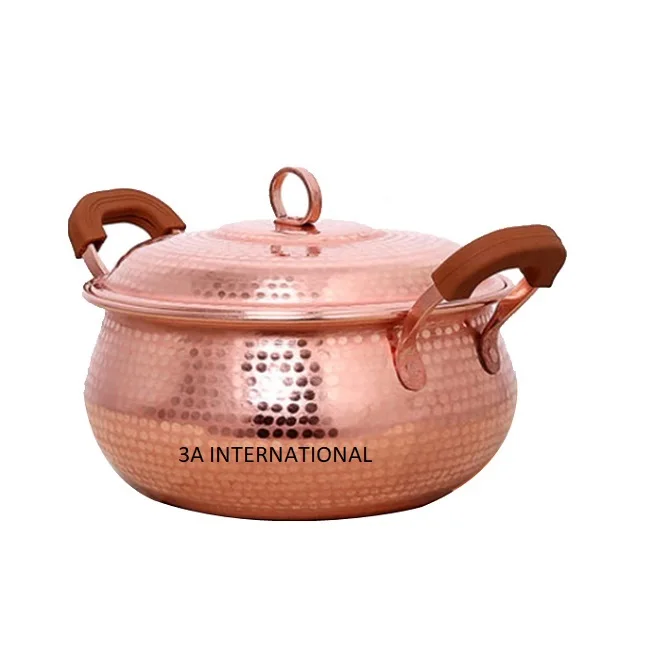 Large Shiny Polished Luxury Copper Serving Pot For Home Dining Table