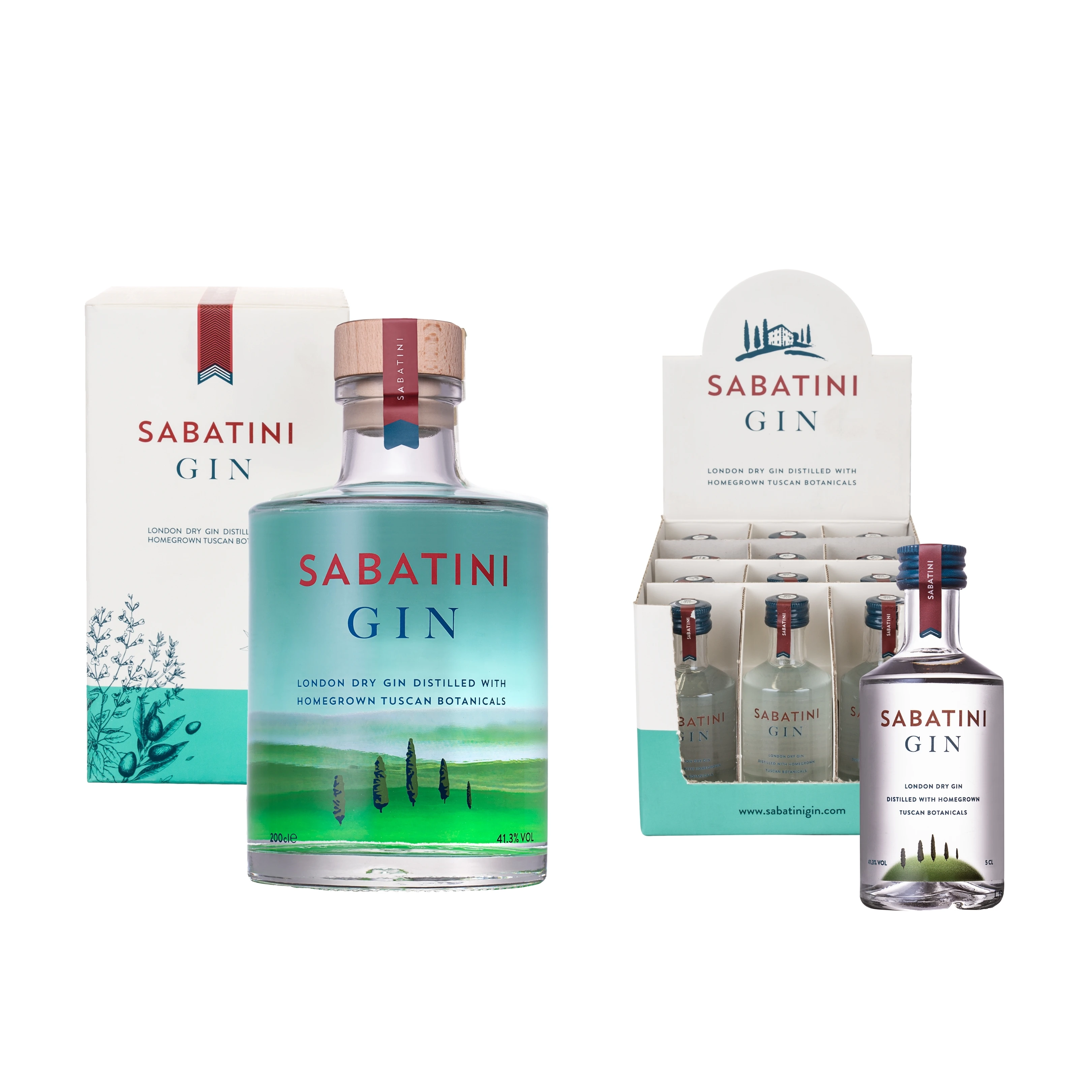 Коллекция Sabatini Gin Combo, Сделано в Италии, Лондонский сухой Джин 5 cl -2 lt