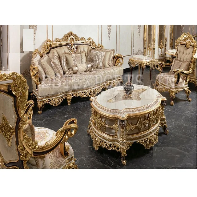 皇家古董5座客厅家具维多利亚古典客厅家具套装古典设计皇家沙发套装