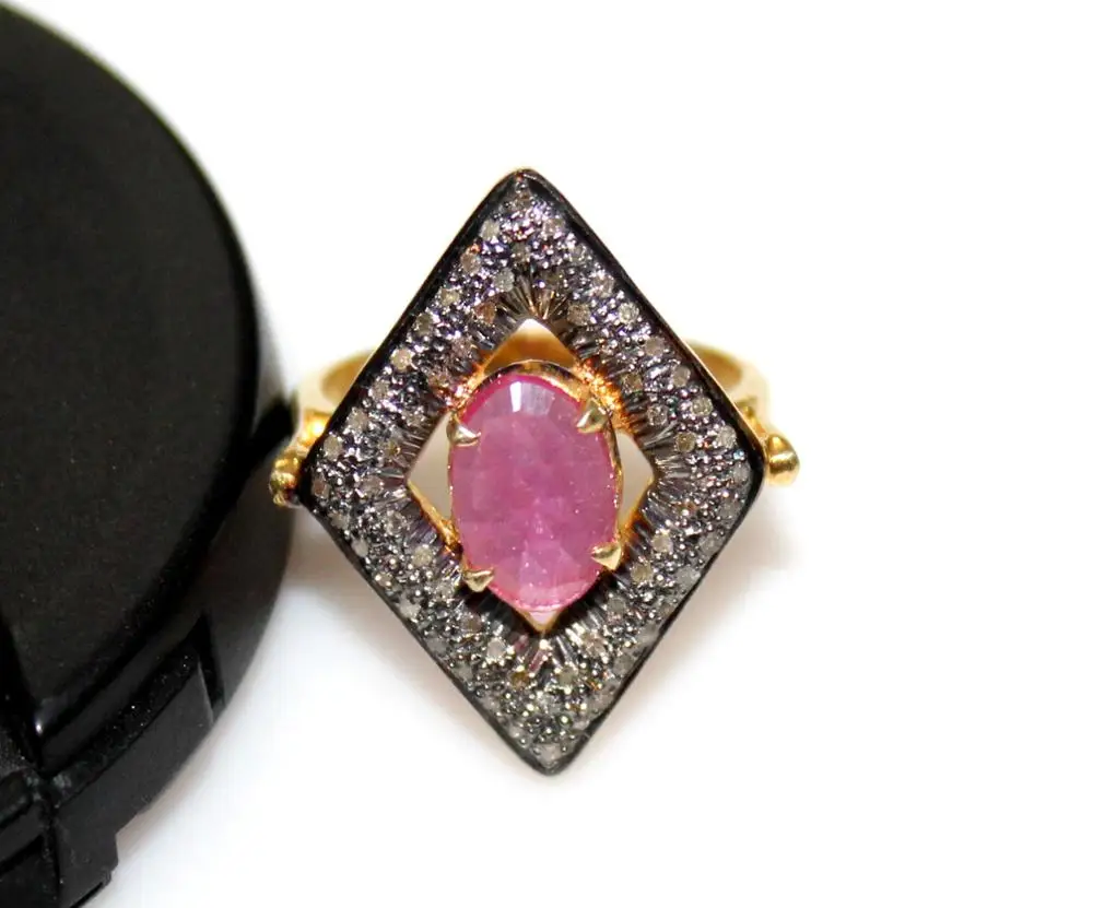 victorian wedding diamond ring,natural pink ruby diamond ring