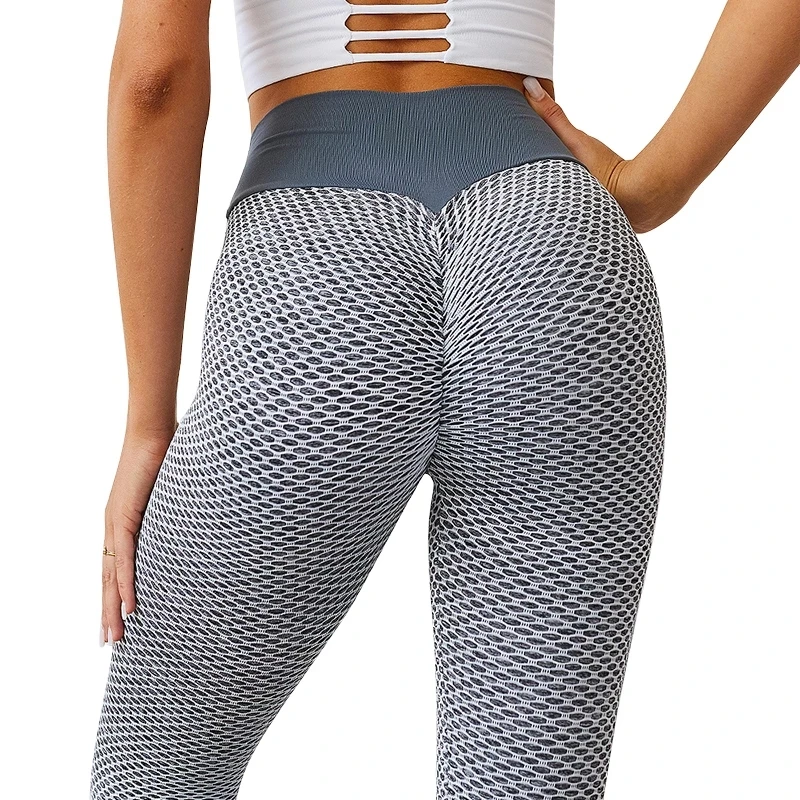 Женские штаны для йоги с оборками и высокой талией, эластичные леггинсы для тренировок, текстурированные колготки