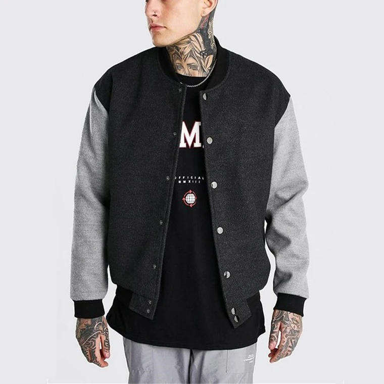 Fashion Design Men Varsity Jacket Custom Wool Body Leather Sleeves