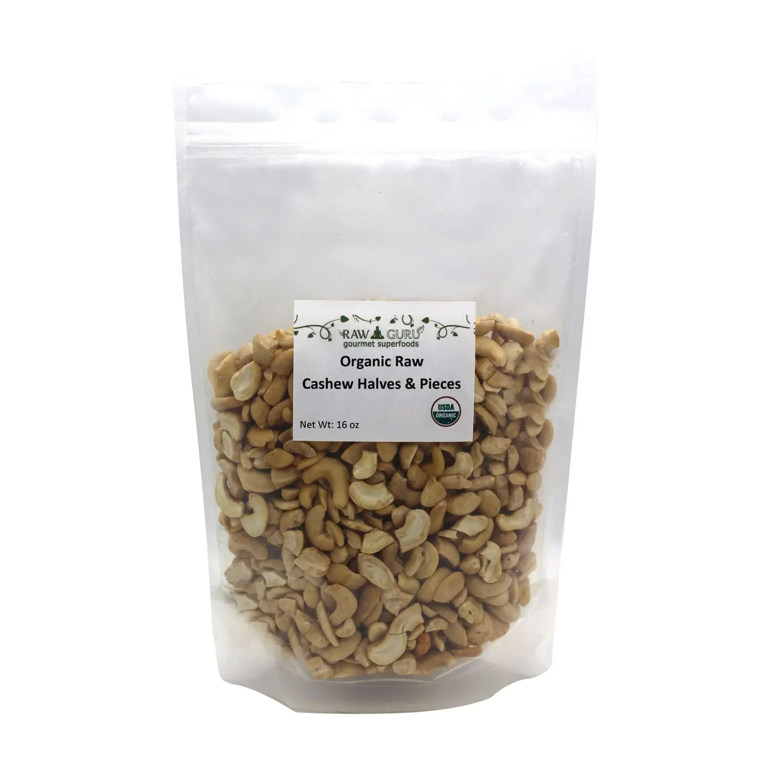 Raw Organic Cashew Halves – 16 oz