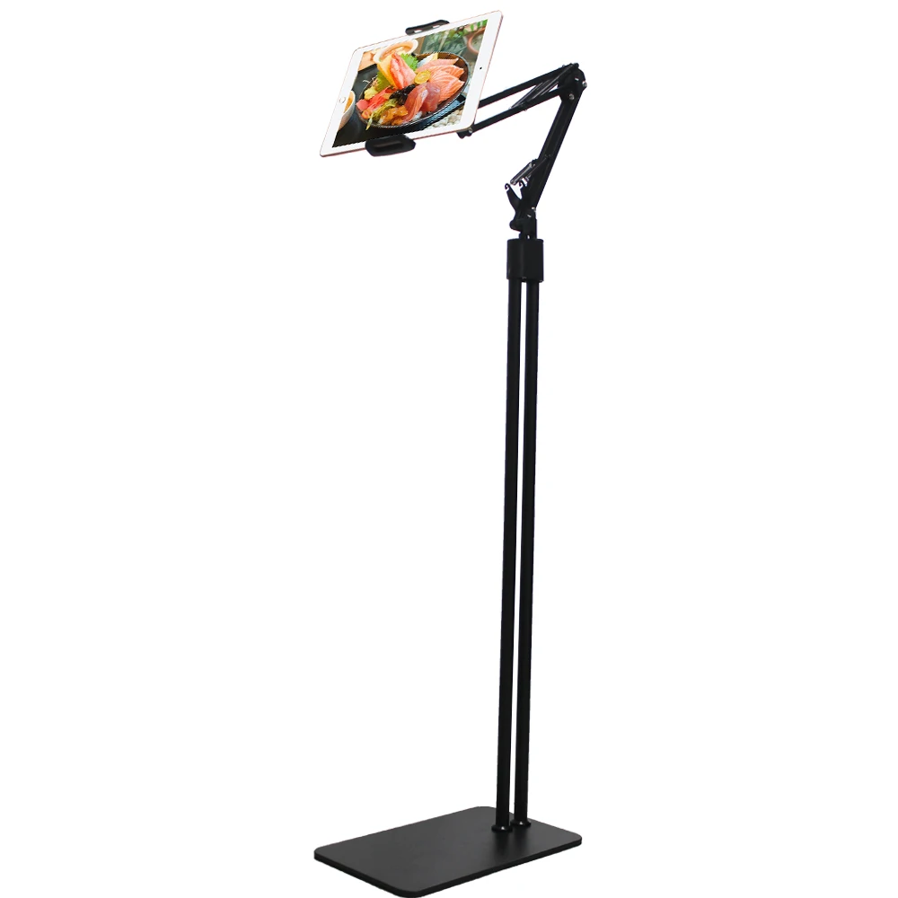 Adjustable Height Gooseneck Tablet Holder and Mobile Phone Mount Flexible Bedside Stand for Bed and Floor Use