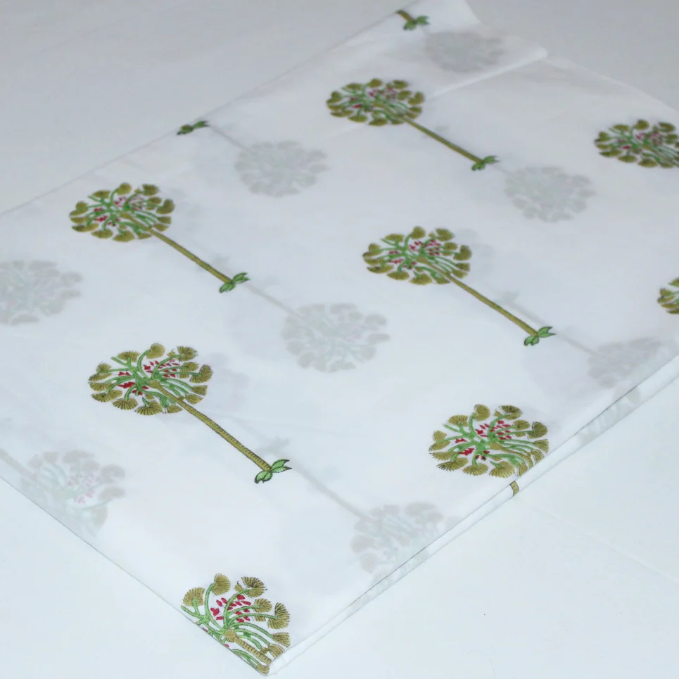 
 Мягкая хлопчатобумажная ткань для платья, натуральная окрашенная вручную ткань с принтом зеленой пальмы  