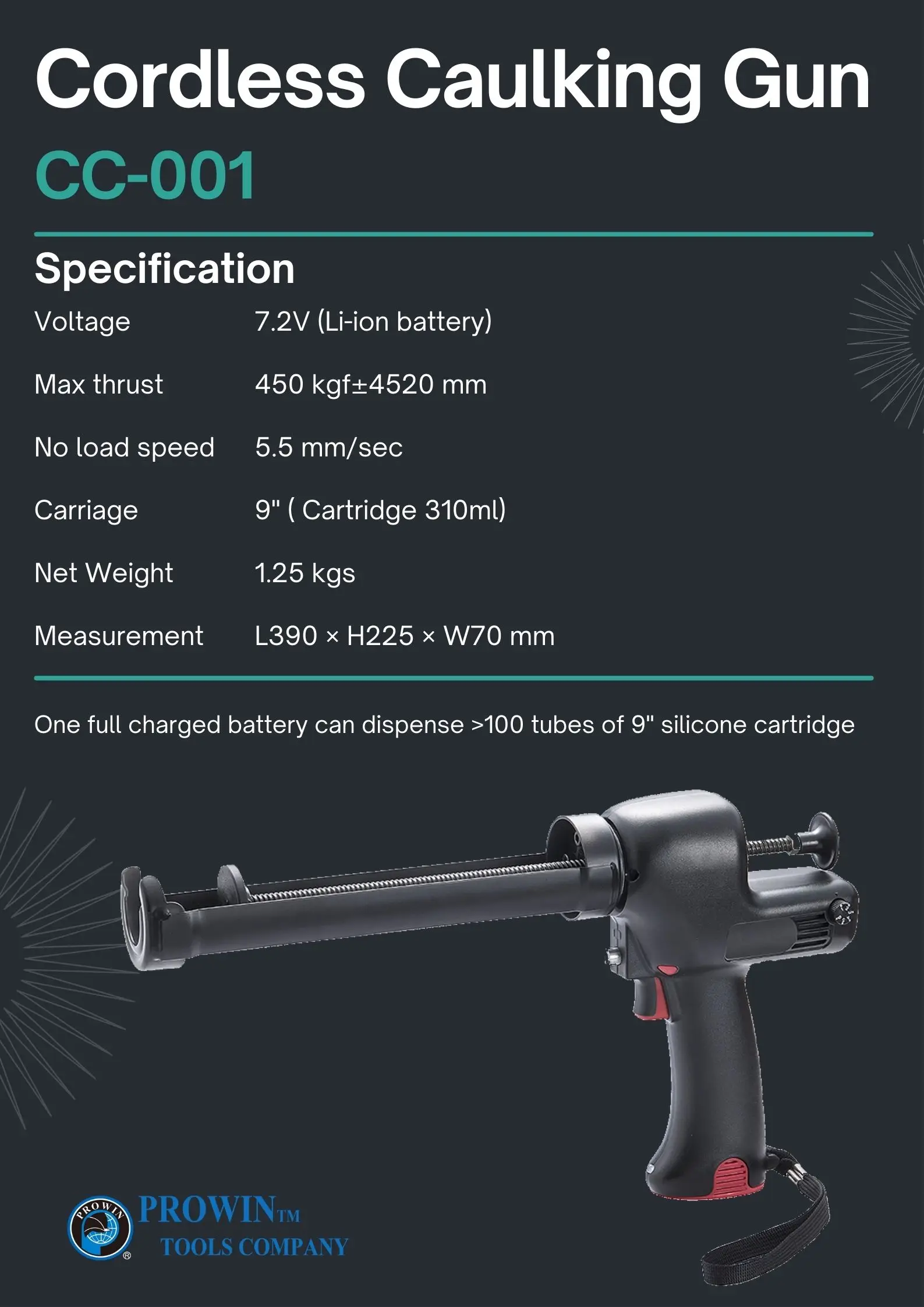 300ml 310ml cartridge electric caulking gun