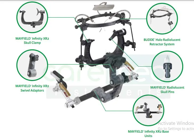 Adjustable Pins Neurosurgical Skull Clamp Cranial Fixation 4 Point Frame Mayfield Retractor