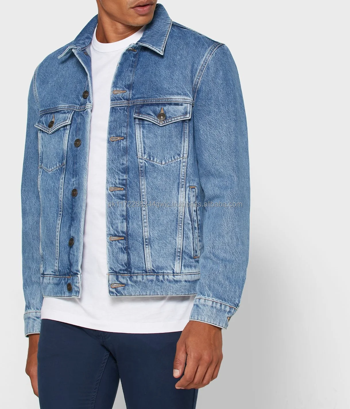 Cotton-Washed Vintage Denim Varsity Jacket with Khaki Sleeves (Small) at  Amazon Men's Clothing store