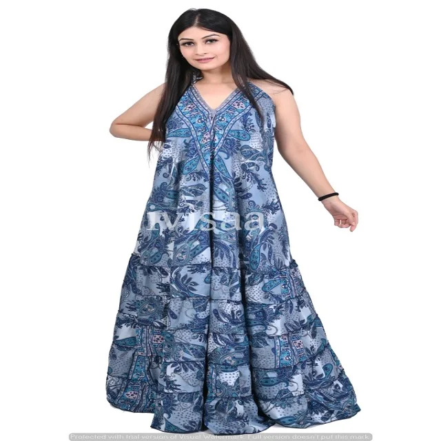 Robe Longue Imprimée Kurti Pour Femme | Noir | Style Maxi & Coupe Régulière - Occasion En Très Bon état
