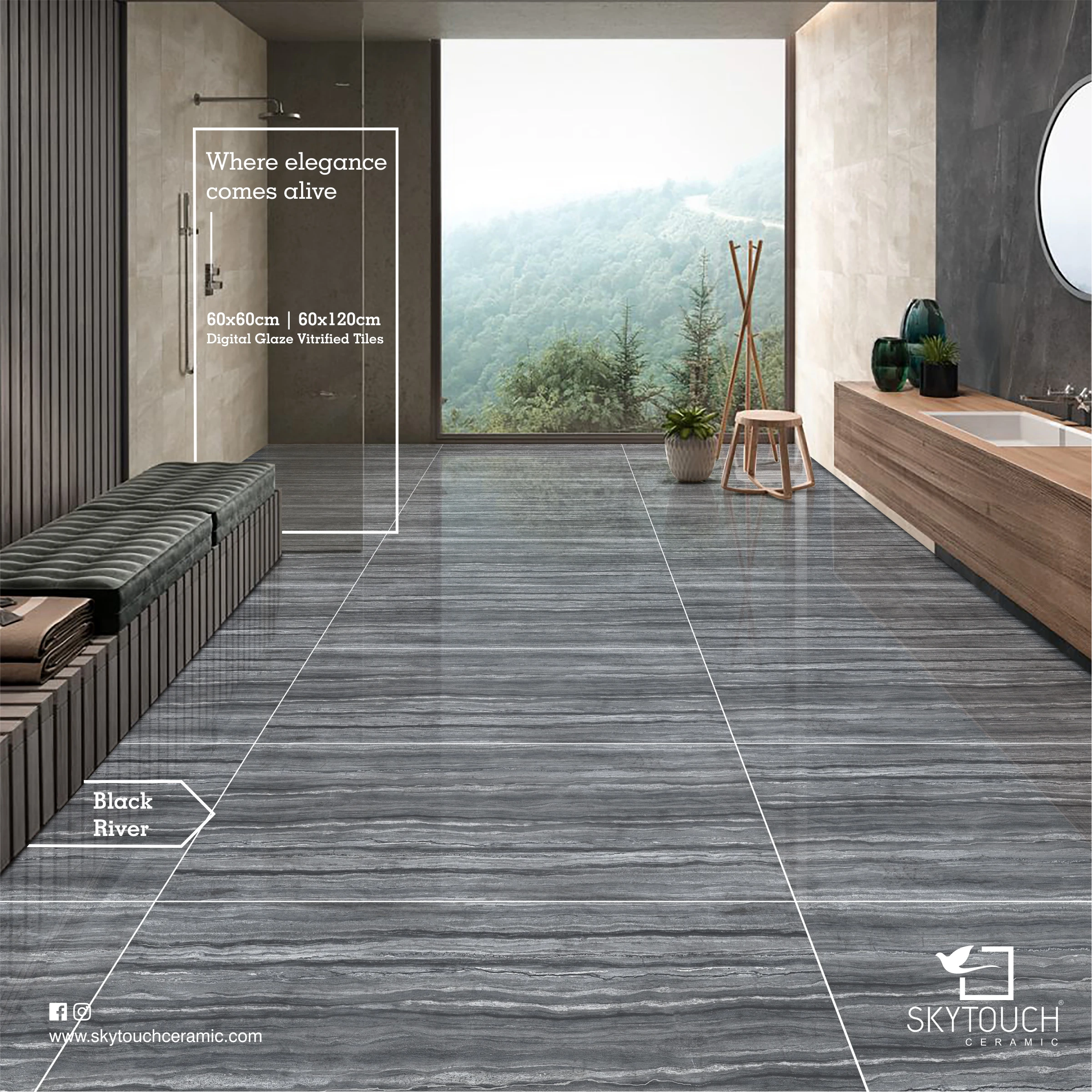 Luxury Floor Decor Interior Floor Tiles Glossy Blue Ceramic and Porcelain Tiles Interlocking Ceramic Floors for Home Hotel