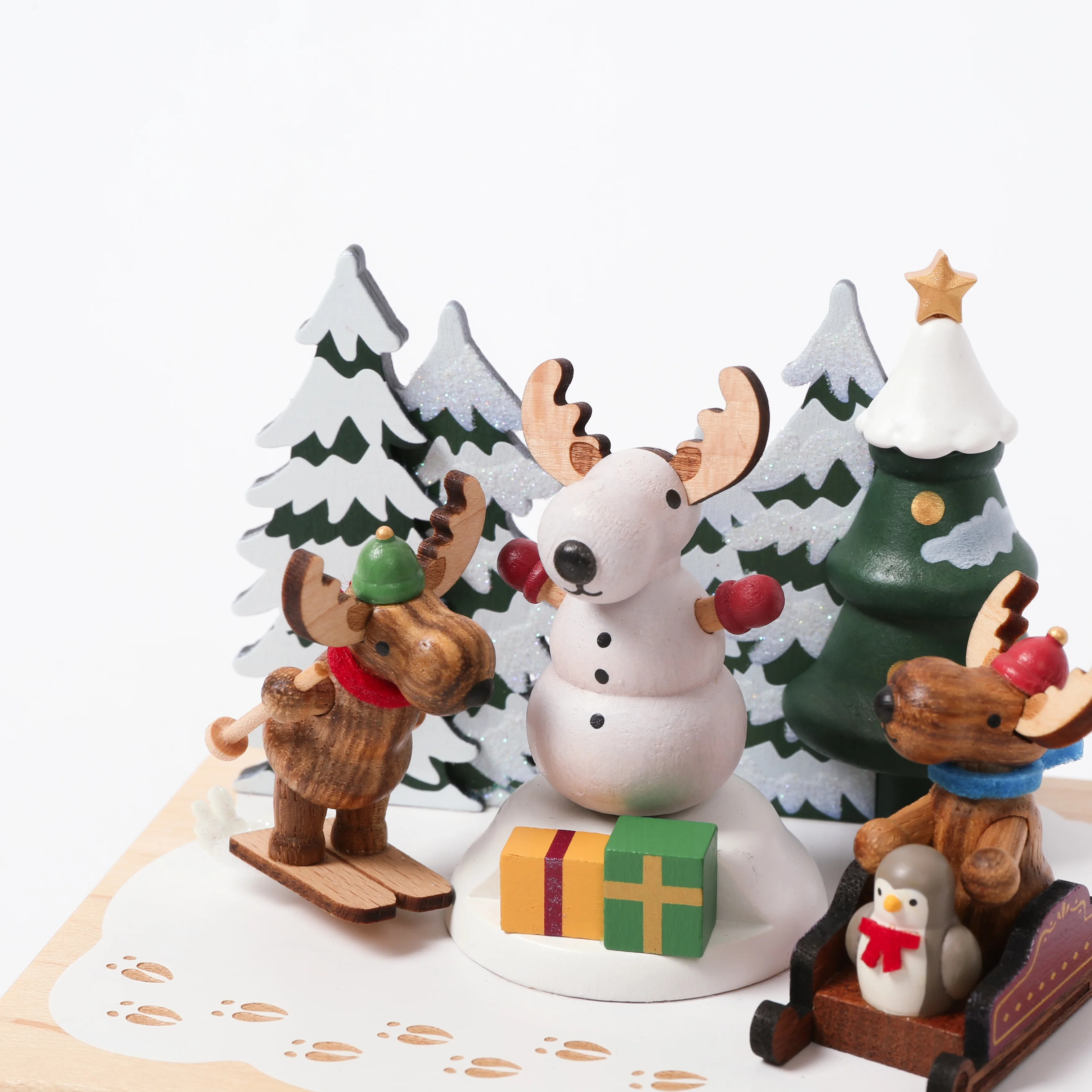 ホリデーギフト 素晴らしい人生 木製18音手回しオルゴール ジングル