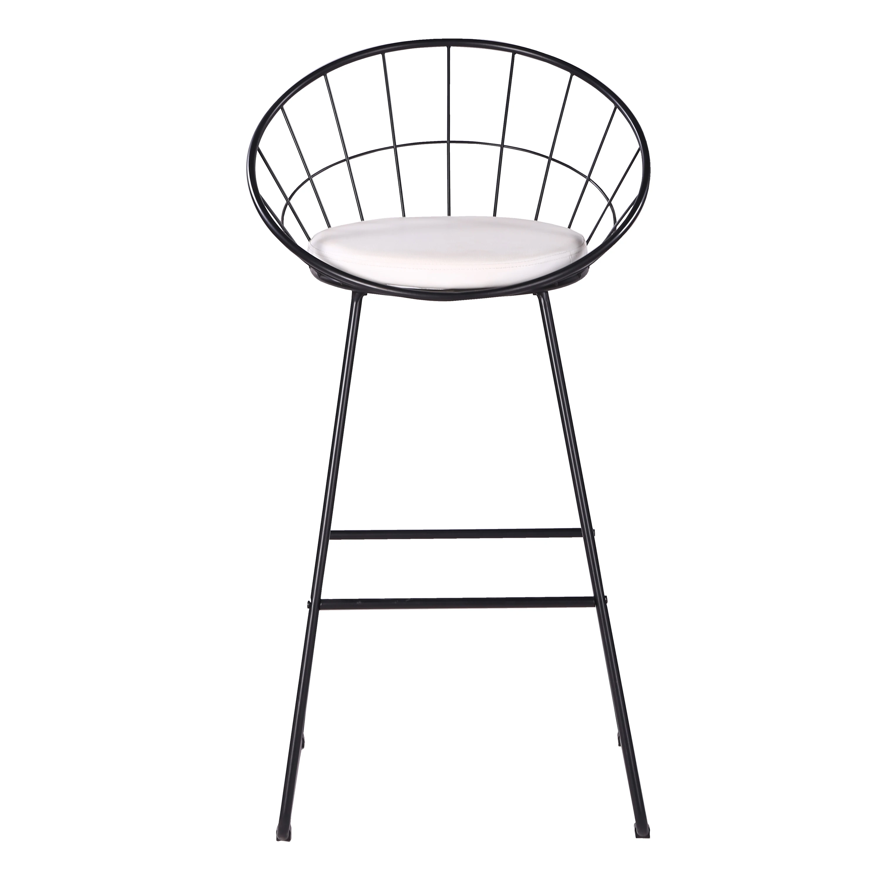 Modern Restaurant High Back Metal Iron Wire High Chair Counte Bar Chair