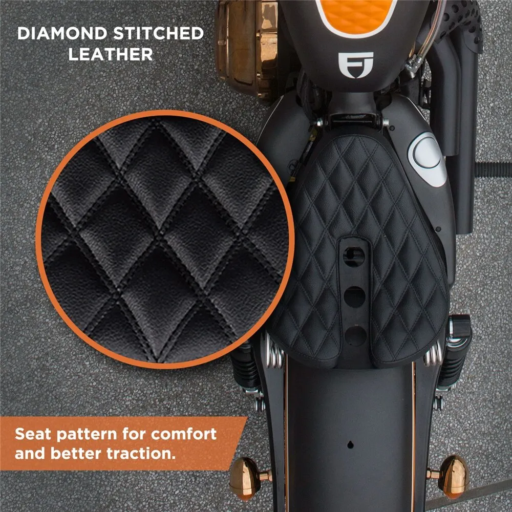 Requires Bobber Solo Seat Installation Kit Brown Diamond-Stitched Leather Split Style Seat on 3mm Stamped Steel Seat Pan for Harley Davidson Sportster Bobbers Fangster Split Solo Seat 