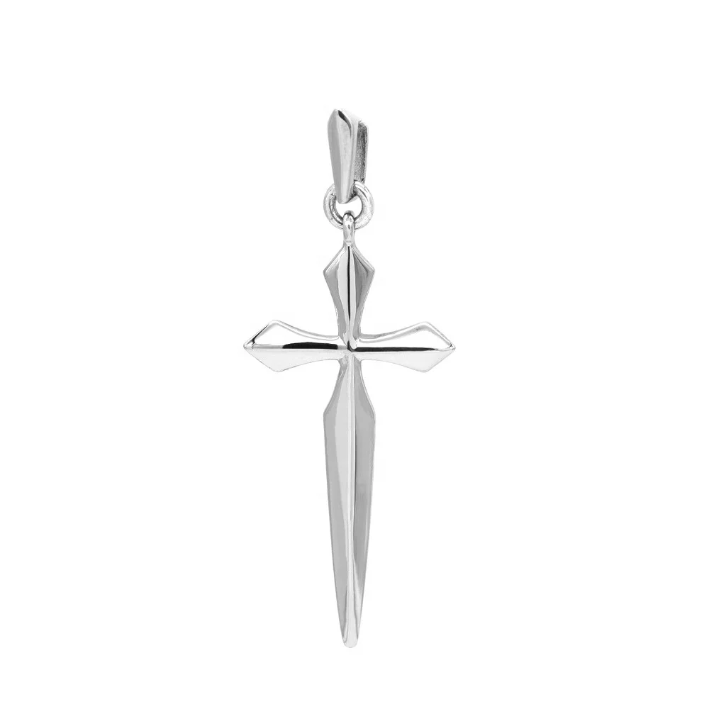 Sterling Silver High Polish Pendentif Croix