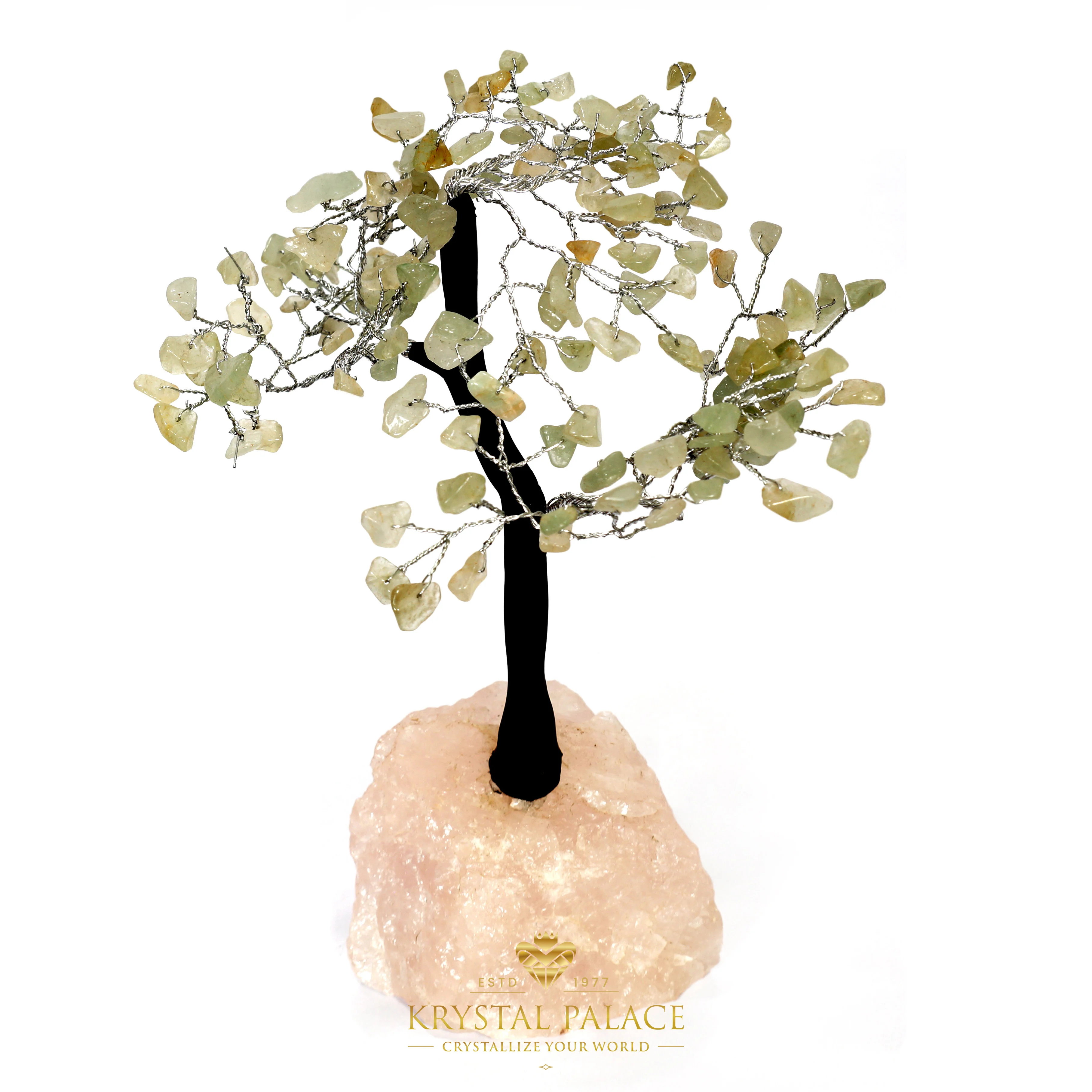 green aventurine crystal chips beads decorative tree on rough