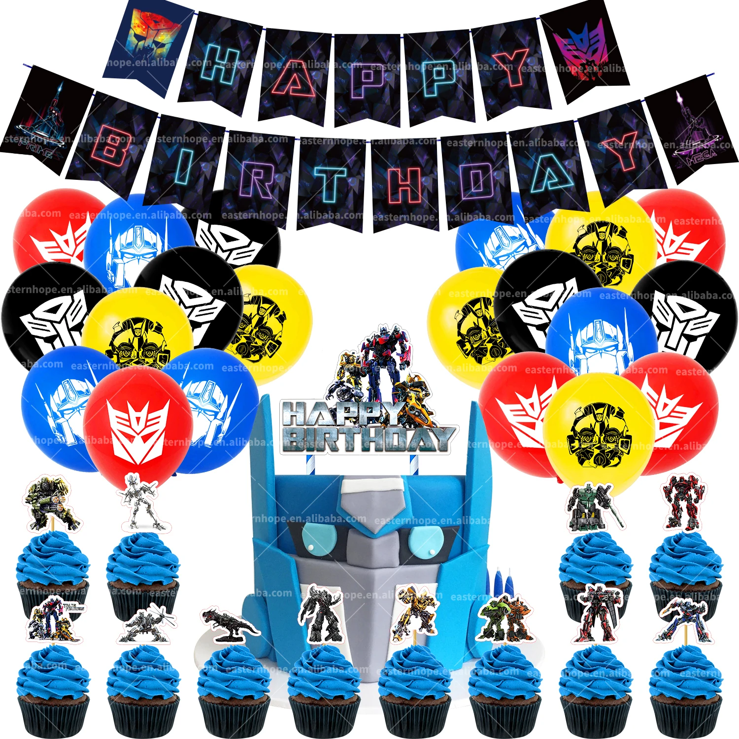 Transformers Bumble Bee Party Supplies Balloon Bundle for 4th Birthday
