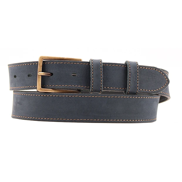 Made in Italy 3,5cmNabuk slavato Men casual stitching genuine leather buckle belt