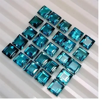 Natural London Blue Topaz Square Cut Gemstones Wholesale Loose Semi Precious Stone For Jewelry Making Shop Online