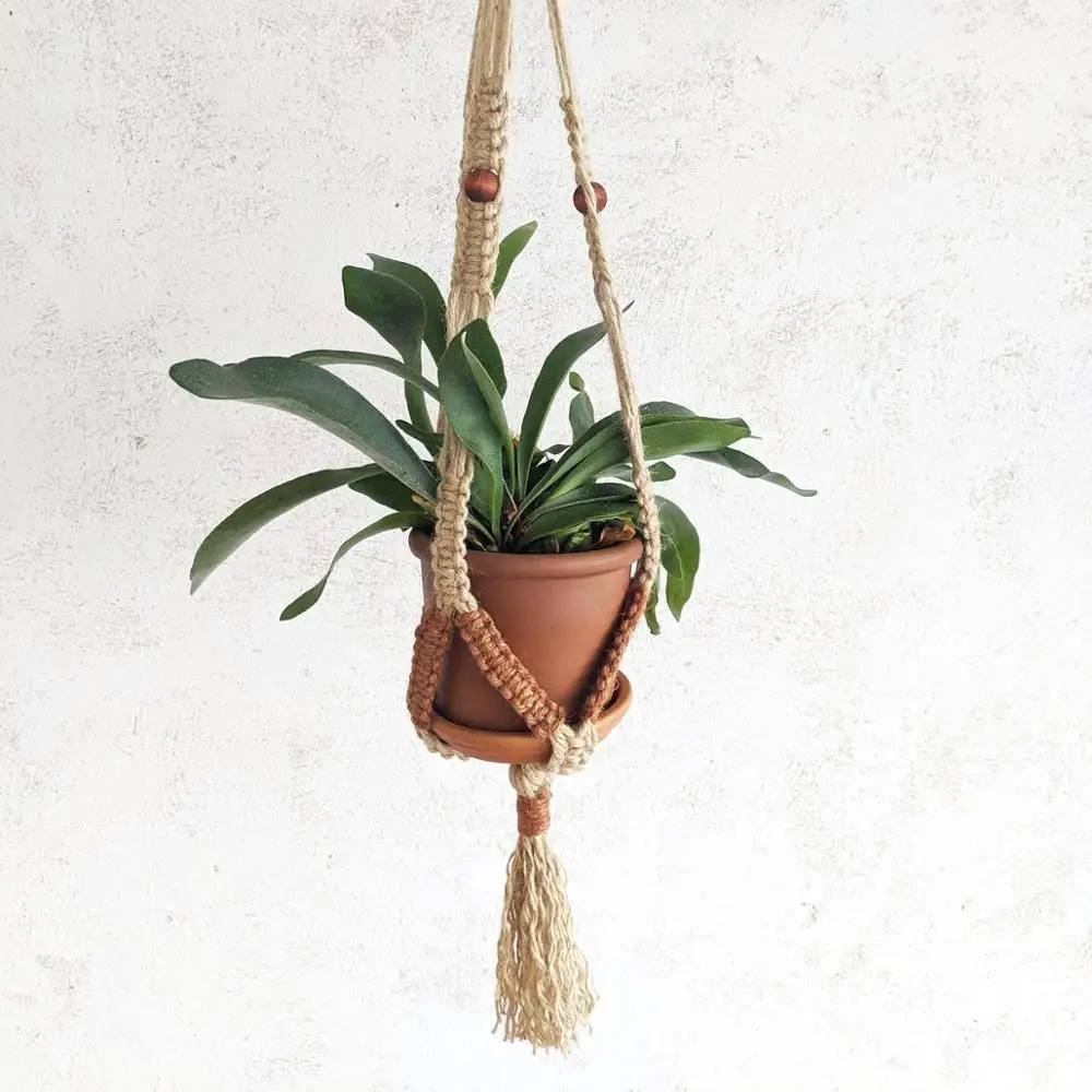 export oriented jute plant hanger for indoor decoration