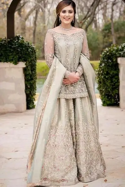 Elegant 2021 Indian/Pakistani Heavy Silk Wedding Lehenga Choli with Zardozi Work for Plazoo Walima - Customize Your Dress Elegant 2021 Indian/Pakistani Heavy Silk Wedding Lehenga Choli with Zardozi Work for Plazoo Walima - Customize Your Dress
