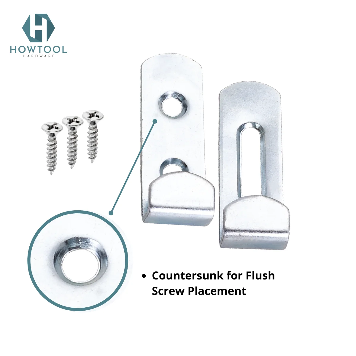 HOWTOOL F014 Heavy Duty Offset Hidden Metal Mirror Hanger Clip with Screws Zinc