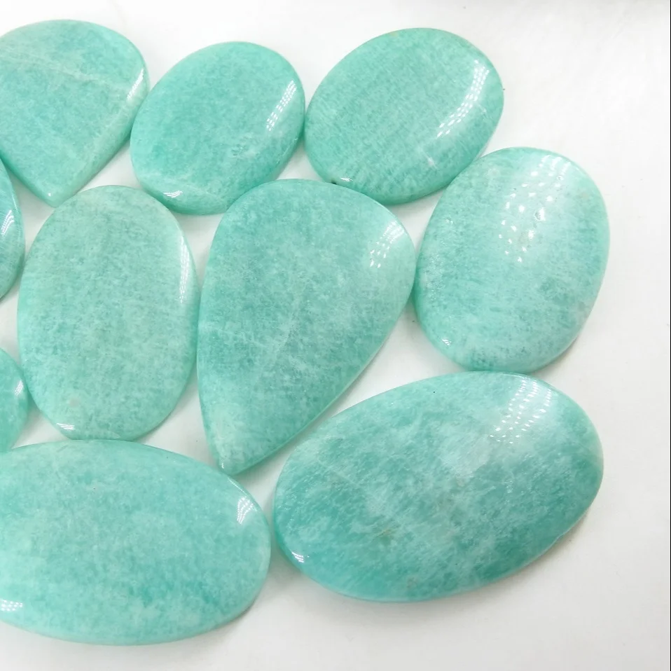 Amazonite Smooth Handmade 100% Natural Green Stone Cabochons Loose Gemstones for Jewelry Making Wholesale Supplies
