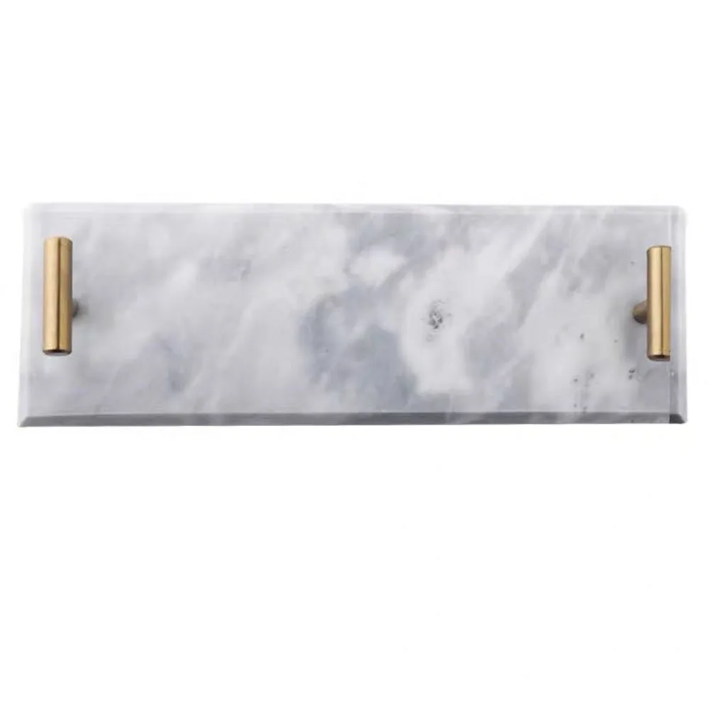 Natural Stone Oem White Marble Serving Tray Bathroom Amenity Tray For