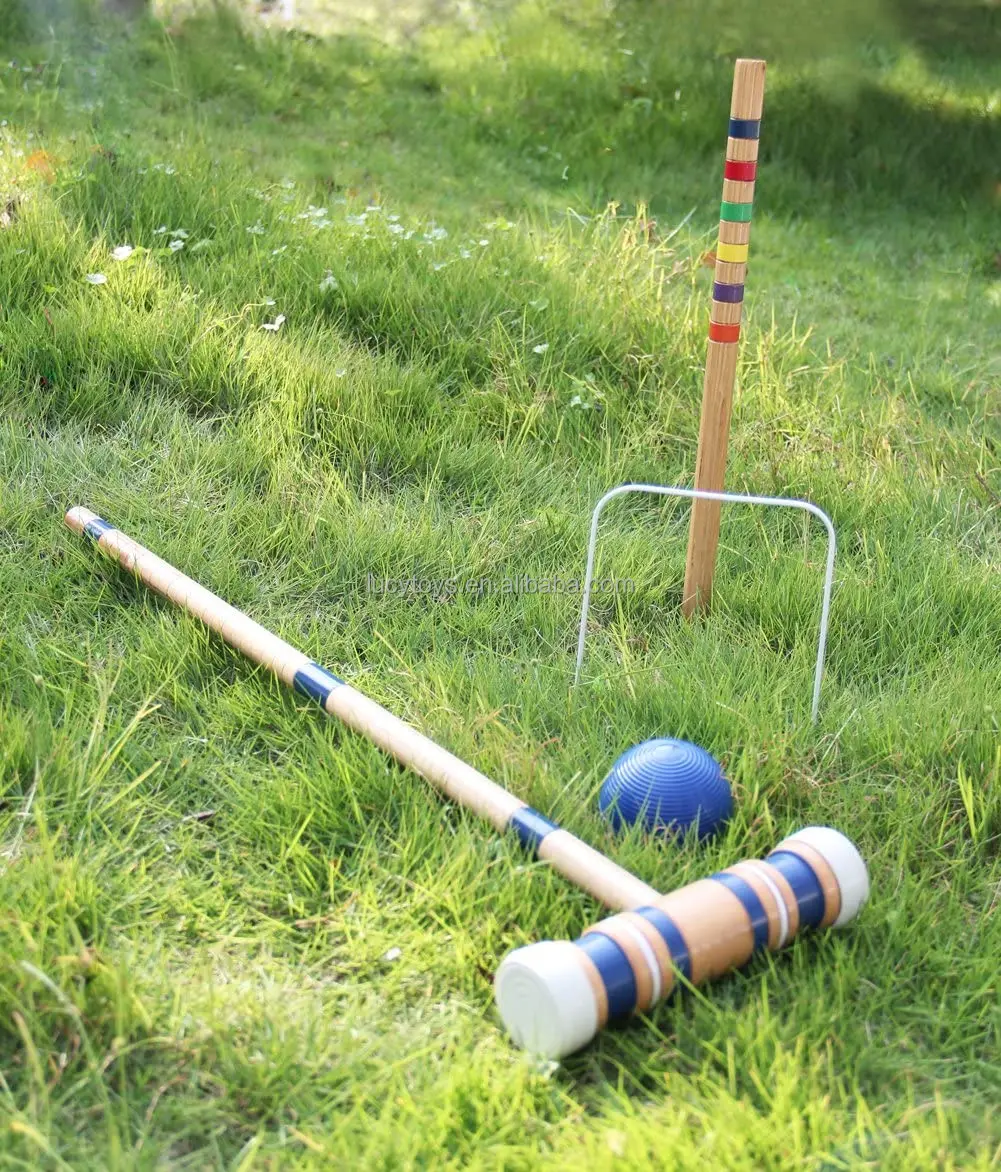 New Hot Outdoor 4player Wooden Croquet Game Set Yard/lawn Games For Kids And Adults Buy