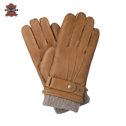 Мужские кожаные перчатки Прошитые вручную зимние тонкие шерстяные подкладки Европейская версия Мужские Зимние перчатки для мужчин и женщин