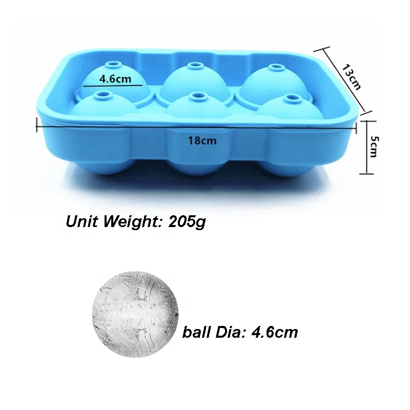 Large Sphere Ice Mold Tray - Whiskey Ice Sphere Maker - Makes 1.8 / 4.5cm  Ice Balls - Flexible