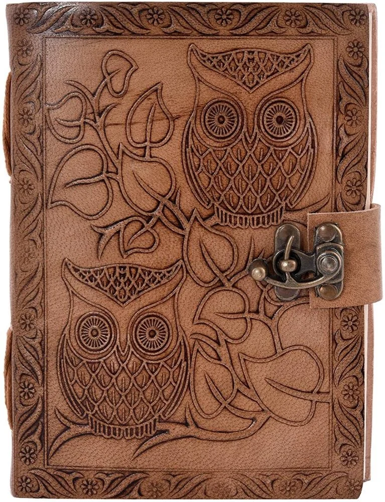 Genuine Leather Owl Embossed Antique Vintage Leather Journal Retro