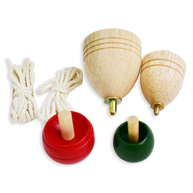 Kids Wooden Spinning Tops Funny Educational Painted Gyro Toy Peg-top WE 