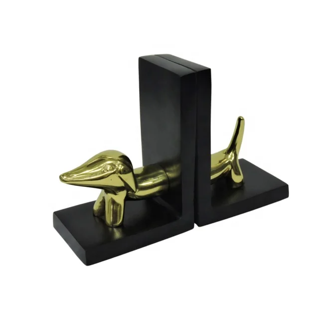 Animal Book Ends Table and Room Decoration Accessories Metal Craft Book Stand Color Bookend in Gold and Black Artesign Desk Top