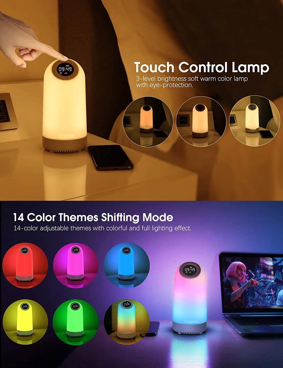 Bluetooth Woofer Speakers Bass Rotating Disco Lights Sound Subwoofer Box Bamboo Desk Clock Boombox Wireless Waterproof Speaker - ANKUX.COM