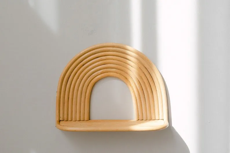 Rainbow Wall Shelf Rainbow Rattan Shelf Wicker Nursery Shelf,Modern