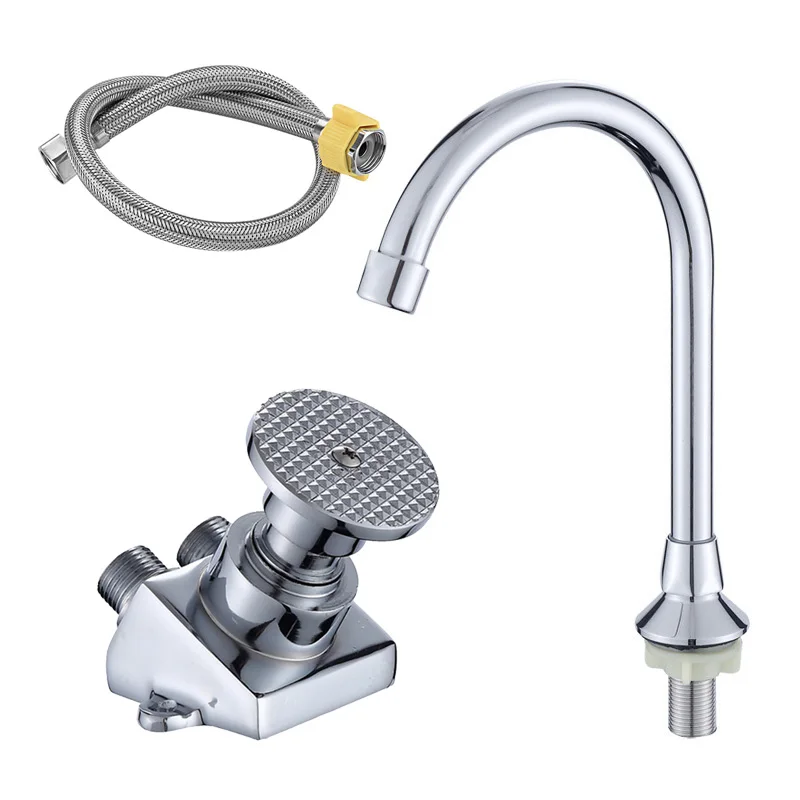 BRASS FOOT OPERATED FAUCET Automatic Shut off Chrome Finish