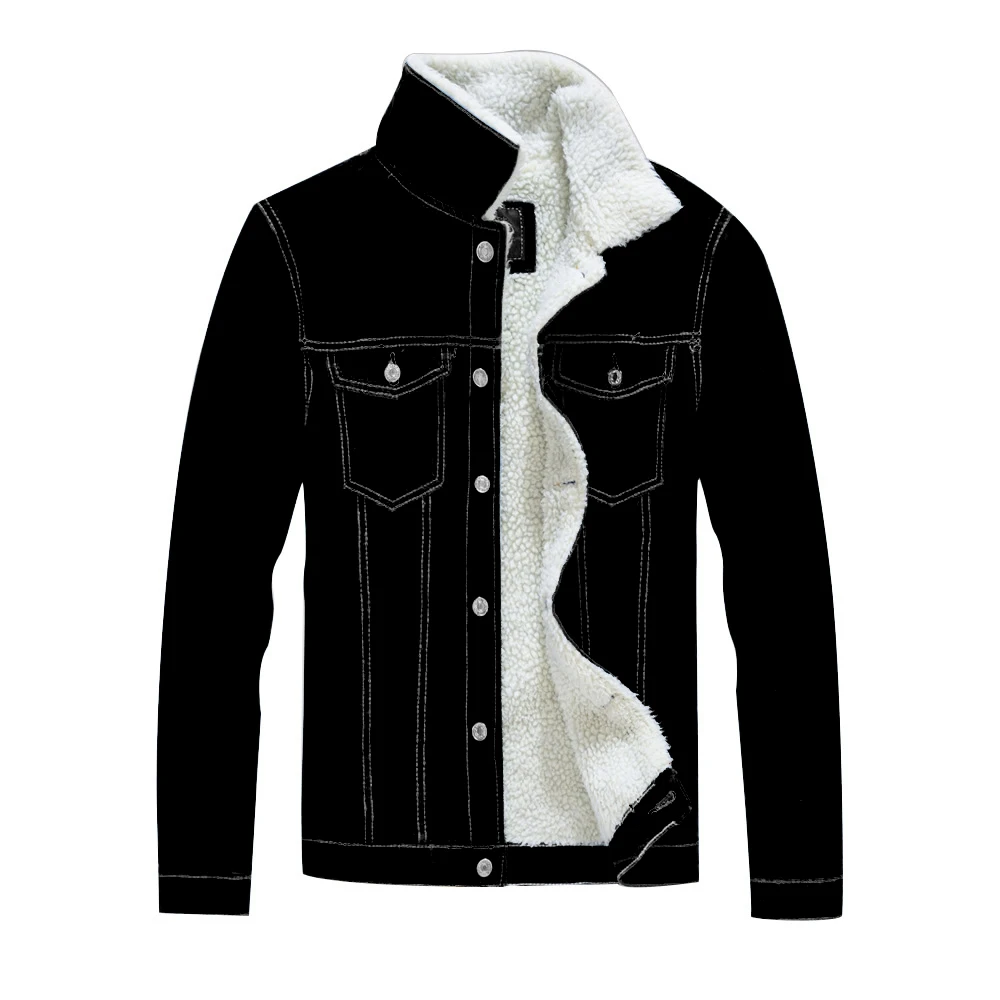 Fashion Classic Mens Denim Autumn Winter Casual Bomber Jacket Printed Nonwoven 2pcs_voghion.com