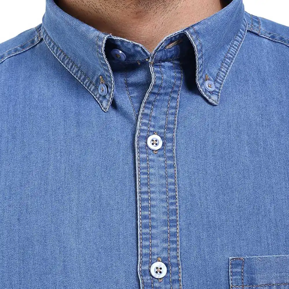 Casual Trendy Style Long Sleeve Turn Down Collar Denim Shirts able Cotton StyleJeans Shirt Tops