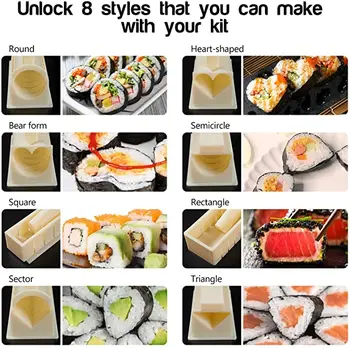 Sushi Making Kit 11 Pieces With 8 Different Sushi Maker Mold Diy