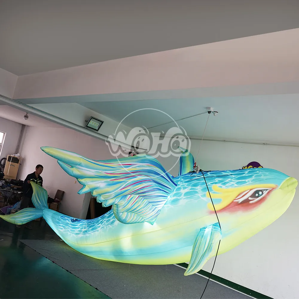 Lighting Inflatable Flying Fish Model Inflatable Sea Animal Cartoon 3d Inflatable Cartoon Model Summer Activityies