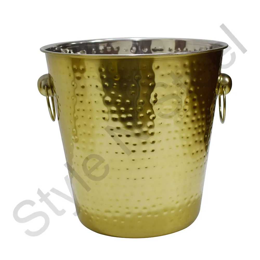Champagne Bucket With Text Printing Stainless Steel Barware Desktop Wine Bucket With Lid
