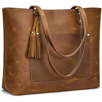 Vintage Women Genuine Leather Shoulder Tote Bag Large Work Purse Handbag