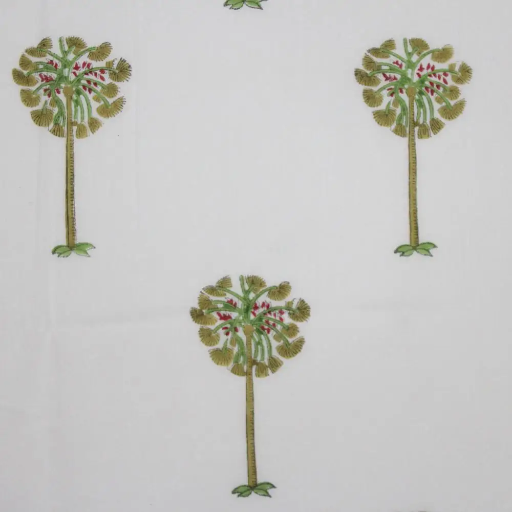 
 Мягкая хлопчатобумажная ткань для платья, натуральная окрашенная вручную ткань с принтом зеленой пальмы  