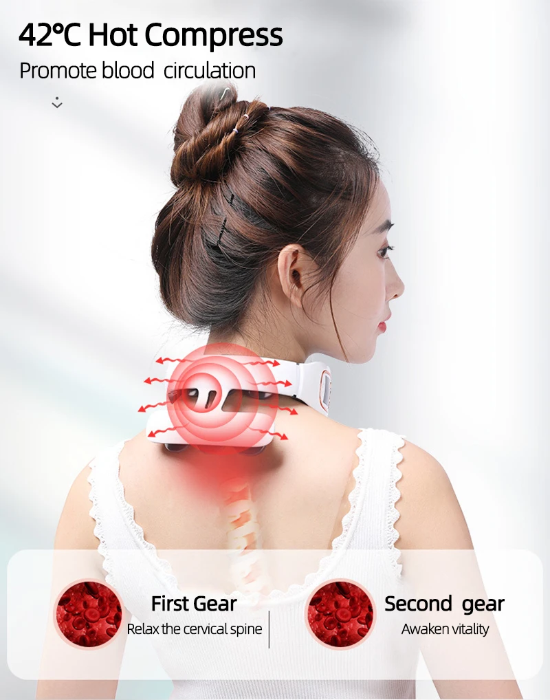 6 Heads Smart Electric Neck and Back Pulse Massager - Wellspines