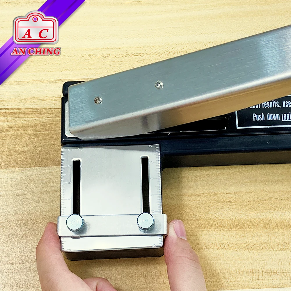 Stapler Style Slot Punch with Adjustable Centering Guide 