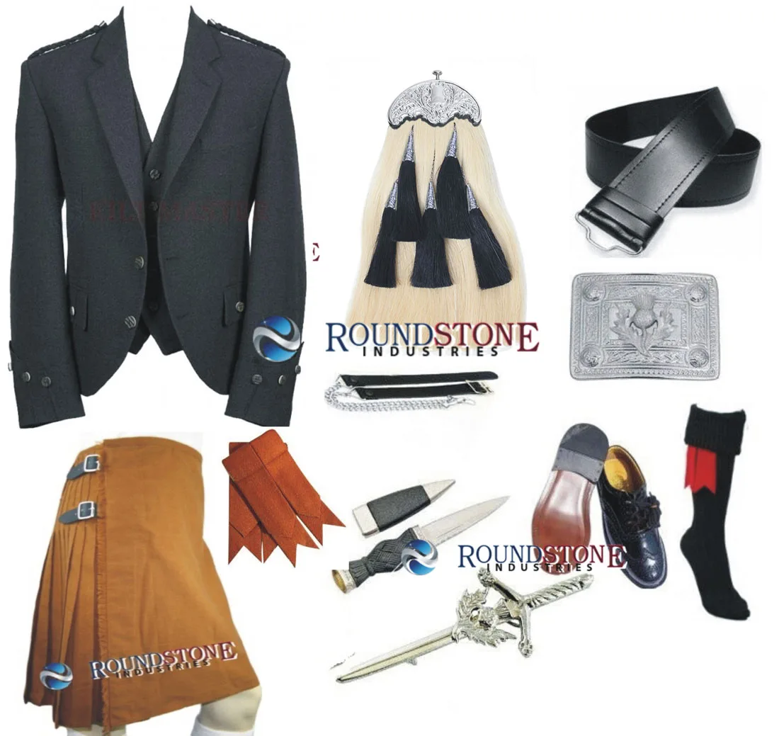 Wholesale Irish Saffron Tartan Kilt 8 Yard Acrylic and Wool Tartan Fabric Fashion Style Kilts