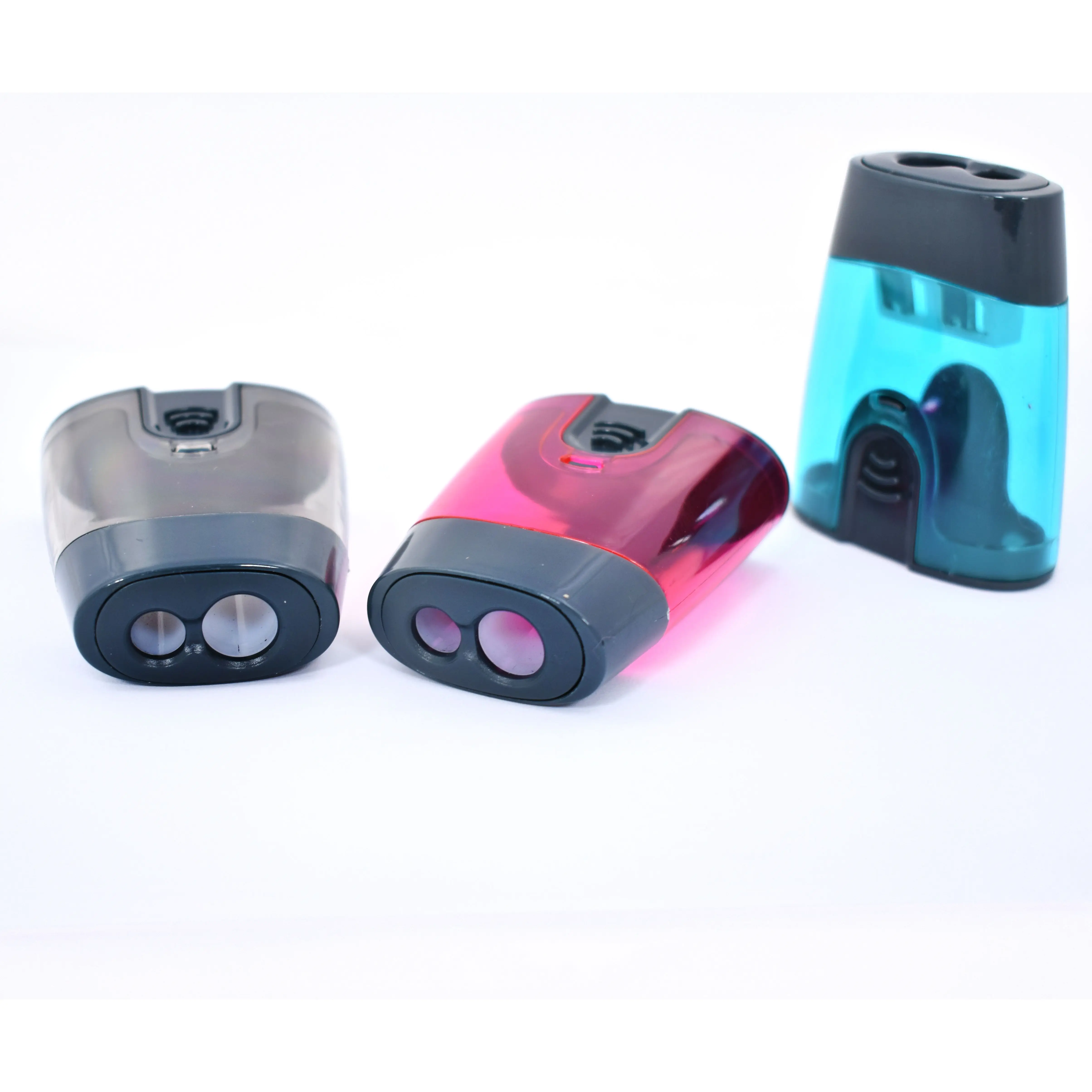 Китай самых популярных портативных 2 отверстия Высокое качество стальное лезвие школьный класс поставки пластиковый карандаш точилка для карандашей